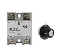Régulateur de tension à relais à semi-conducteurs SSR SSR-10VA SSR-25VA SSR-40VA, sortie AC24-380V + potentiomètre for contrôleur de température PID, 1 pièce(Solid State Relay,SSR-40VA)