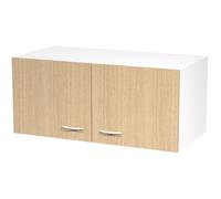 Réhausse d'armoire Eminence - H.40 x L.90 cm - Surmeuble Blanc - 2 portes Chêne