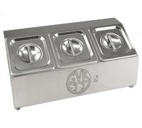 Rehausse GN pour 3 récipients Gastronorm 1/6, y compris récipients GN 1/6 avec couvercle