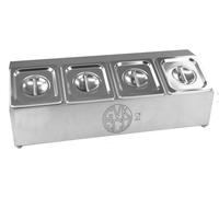 Rehausse GN pour 4 récipients Gastronorm 1/6, y compris récipients GN 1/6 100 mm avec couvercle