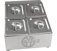 Rehausse GN pour 4 récipients Gastronorm 1/6, y compris récipients GN 1/6 100 mm avec couvercle