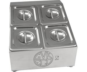 Rehausse GN pour 4 récipients Gastronorm 1/6, y compris récipients GN 1/6 100 mm avec couvercle