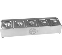 Rehausse GN pour 5 récipients Gastronorm 1/6, y compris récipients GN 1/6 100 mm avec couvercle