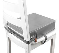 Rehausseur Chaise Enfant-Lavable PU en Polyuréthane Double Ceinture de Sécurité Avec Fond Antidérapant Coussin de Voyage Portable (Gris)