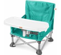 Rehausseur de Chaise Bébé Bright Starts, Vert, Pliable, Nomade, Léger, Sac de Transport Inclus, Plateau Amovible
