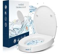 Rehausseur de toilette - Siège de toilette surélevé - Assise confortable - Mécanisme de fermeture douce - Élévation de 75 cm - Blanc