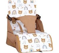 Rehausseur Nomade TINEO, Ultra Compact, 30 x 28 x 13 cm, Camel Oursons, Harnais de Sécurité