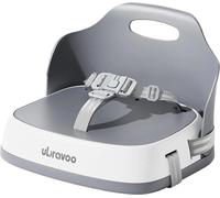Rehausseur pour chaise haute - Siège rehausseur - Ceinture à 3 points - 2 sangles réglables - Lavable - Pliable - 7 à 24 mois - Gris