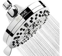 REHAVE Pomme de douche à effet pluie 13 cm haute pression avec 63 jets 8 modes de pulvérisation - Remplacement pour pommeau de douche de salle de bain - Buses en silicone anti-encrassement, joint à