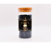 REHGLÜCK Schwarzwald Pot cylindrique en verre avec bouchon en liège rempli d'environ 100 allumettes de 10 cm de long (verre cylindrique avec bouchon en liège, allumettes noires, couleur de la tête