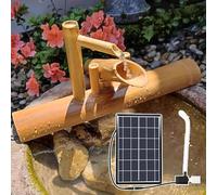 REHOOF Fontaine À Eau Solaire en Bambou D'extérieur avec Pompe,Fontaine Bambou À Bascule Japonaise, Kit De Jardin Zen pour Pelouse D'arrière-Coure Intérieur, Terrasse 31"/80cm