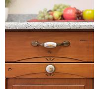 Rei modèle 814, bouton de meuble en porcelaine et zamak, finition fleur marron, ø30 mm, blister 4 pièces