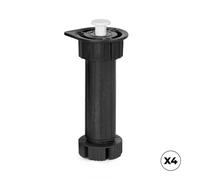 Rei Piètement réglable pour meuble de cuisine modèle 409 ABS noir avec bouchon Ø49 x 138/158 mm blister 4 pièces