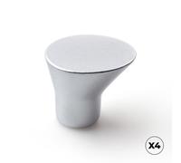 Rei Poignée de meuble modèle 762, zamak finition chrome mat, Ø16 x 20 mm, blister 4 pièces avec vis M4