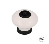 Rei Poignée de meuble modèle 824 porcelaine et métal finition noir mat et blanc Ø31 mm blister 4 pièces