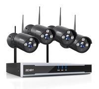 REIGY 3MP Kit Camera Surveillance WiFi Exterieure, 16CH NVR sans Fil | 16CH NVR + 4x 1296P Camera, Système Surveillance Interieur, Coque Métallique, Enregistrement Audio via app Wi-Fi 2,4GHz/5GHz