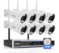 REIGY 5MP Système Surveillance WiFi Exterieure avec Disque Dur 3To | 16CH NVR+8x1920P Camera, Kit Camera Videosurveillance Coque Métallique Audio Bidirectionnel Vision Nocturne Colorée