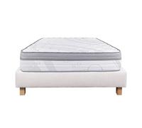 REINALD - Ensemble Matelas Ressorts Ep.26cm + Sommier Tapissier Beige 160x200 cm