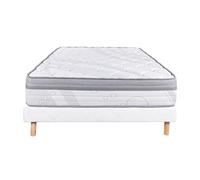REINALD - Ensemble Matelas Ressorts Ep.26cm + Sommier Tapissier Blanc 140x190 cm