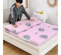 Reine De Surmatelas Ferme De 4cm D'épaisseur,Couvre-Matelas en Mousse Haute Densité avec Housse Lavable Amovible,Surmatelas en Mousse À Mémoire De Forme Complet,Leaf,70x190cm/28x75
