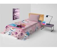 Reine des neiges Couvre-lit pour lit simple Disney, printanier non rembourré, fille, 170 x 270 cm, 100 % coton