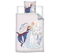 Reine des Neiges, Parure de Lit Enfant 100% Coton Imprimée Réversible Sister, Housse de Couette 140x200 cm, Taie d’Oreiller 65x65 cm