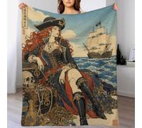 Reine pirate avec bateau Plaid Aventure océanique Couverture Canape Lit