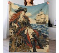 Reine pirate avec bateau Plaid Aventure océanique Couverture TV Chaude