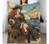 Reine pirate avec bateau Plaid Aventure océanique Polaire Chaude Salon