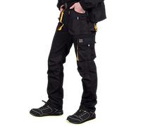 REIS FORECO-T BY46 Pantalon de Travail pour Homme, Protecteur, Anti-coupure, Cargo, 80% Polyester 20% Coton, Noir-Jaune, Taille 48