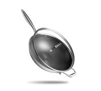 REISHUNGER Premium Wok Inox - 32 cm | tous modes de cuisson - structure alvéolée avec revêtement anti-adhésif - résistant aux rayures - adapté au four