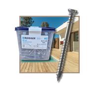 REISSER 400 vis terrasse INOX A2 - TX20, D.5 x 60 mm tête fraisée double filet - Embout inclus