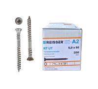REISSER Vis Terrasse Bois Antique Inox A2 5x50mm Torx TX20 x200 | Revêtement antique, tête fraisée, empreinte Torx TX20, acier inox A2, embout inclus