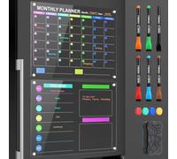 REJOECE 2 Pièce 40 x 30 cm Acrylique Calendrier Magnetique Frigo | Tableau Magnetique Frigo Transparent,1 Plan Mois Planner und1 Week Planner With Marker 6Colors for Shopping List,to-do Lists