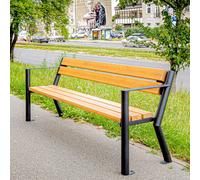 REKORD Gladiator avec accoudoirs Tek Banc de jardin 185 x 59 x 73 cm Robuste Ergonomique Résistant aux intempéries Acier Bois d'épicéa scandinave