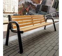 REKORD Spartan Bis Tek 196 cm 3-4 places Banc en acier pour jardins et parcs urbains, revêtement par poudrage, en bois séché, résistant aux intempéries