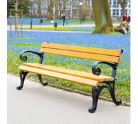 REKORD Wiedenska avec accoudoirs - Banc de jardin Tek 170 x 59 x 73 cm - Fonte massive et bois d'épicéa scandinave - Résistant aux intempéries, pour le jardin et la terrasse