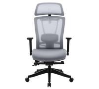 REKT Office-R - Chaise de Bureau Ergonomique - 12 régalges - Fauteuil de Bureau avec Support Lombaire - Appuie tête - Profondeur d'assise - Assise 55Kg/M3 Confort (Noir/Gris)