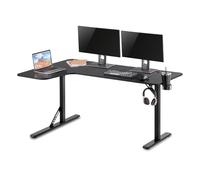 REKT R-Desk 160 L (Gauche) Bureau Gamer d'angle L160 x P60-100 x H75 cm - Supporte jusqu'à 100 Kg - Porte Gobelet - Repose Casque - Bureau Gaming d'angle en L PC Console Table