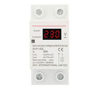 Relais de Protection de Tension, Dispositif de Protection Automatique de Récupération de Surtension Sous-tension 230V 40A avec Indicateur Rouge/Vert Protecteur de Montage sur Rail DIN