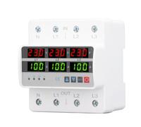 Relais de surveillance de tension, AC220V 380V 100A Dispositif protection triphasé sur rail DIN Protecteur contre surtensions sous-tensions Protecteur tension réarmement automatique