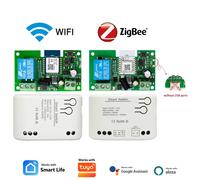 Relais intelligent 1CH Zigbee/WIFI 12V 24V 220V, module de contact sec NO/NC/COM, minuterie, interrupteur à impulsions pour éclairage/moteur, compatible Tuya Alexa