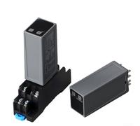 Relais temporel avec écran LCD et socle, 4 modes de retard, DC24V/AC220V, boîtier ignifuge, contacts argentés pour commandes industrielles (AC220)