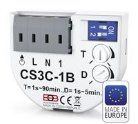 Relais temporisé ELEKTROBOCK CS3C-1B - Interrupteur horaire 230 V avec bornes sans vis - Commutation temporisée - Pour ventilateurs et éclairage - montage dans une boîte d'encastrement