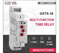 Relais temporisé multifonction GEYA AC DC 12V 24V 48V 110V 220V 230V GRT8-M avec 10 choix de fonctions CE CB
