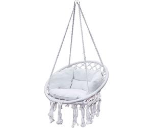 Relax fauteuil suspendu 80 x 60 cm - blanc - Panier suspendu avec coussins pour l'intérieur et l'extérieur