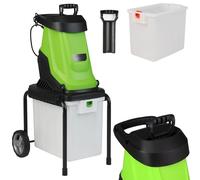 RELAX4LIFE 2800W Broyeur Végétaux et Branches Silencieux 2-EN-1 avec Bac 50L, 2 Roues de Transport, Ratio de Broyage 15:1, Broie Jusqu'à 45mm pour Compost Déchets Verts (Vert)