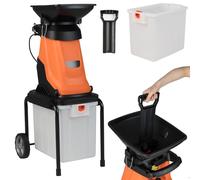 RELAX4LIFE 3000W Broyeur Végétaux et Branches Silencieux 2-EN-1 avec Bac 50L, 2 Roues de Transport, Ratio de Broyage 15:1, Broie Jusqu'à 45mm pour Compost Déchets Verts(Orange)