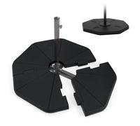 RELAX4LIFE 4PC Base de Parasol de Jardin Extérieur 94KG en HDPE, Pied de Parasol Déporté à Remplir d'eau 48L et de Sable 76kg, Dalle Robuste Stable pour pour Jardin Cour Bord de Piscine