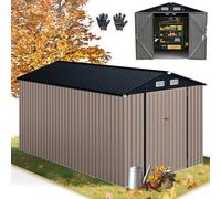 RELAX4LIFE Abri de Jardin en Métal 350x223x197cm, Cabane de Stockage 15m3 8m2 avec 2 Portes, Toit Incliné, Fenêtre de Ventilation pour Vélo Tondeuse, Organisateur Extérieur pour Jardin Patio (15m³)